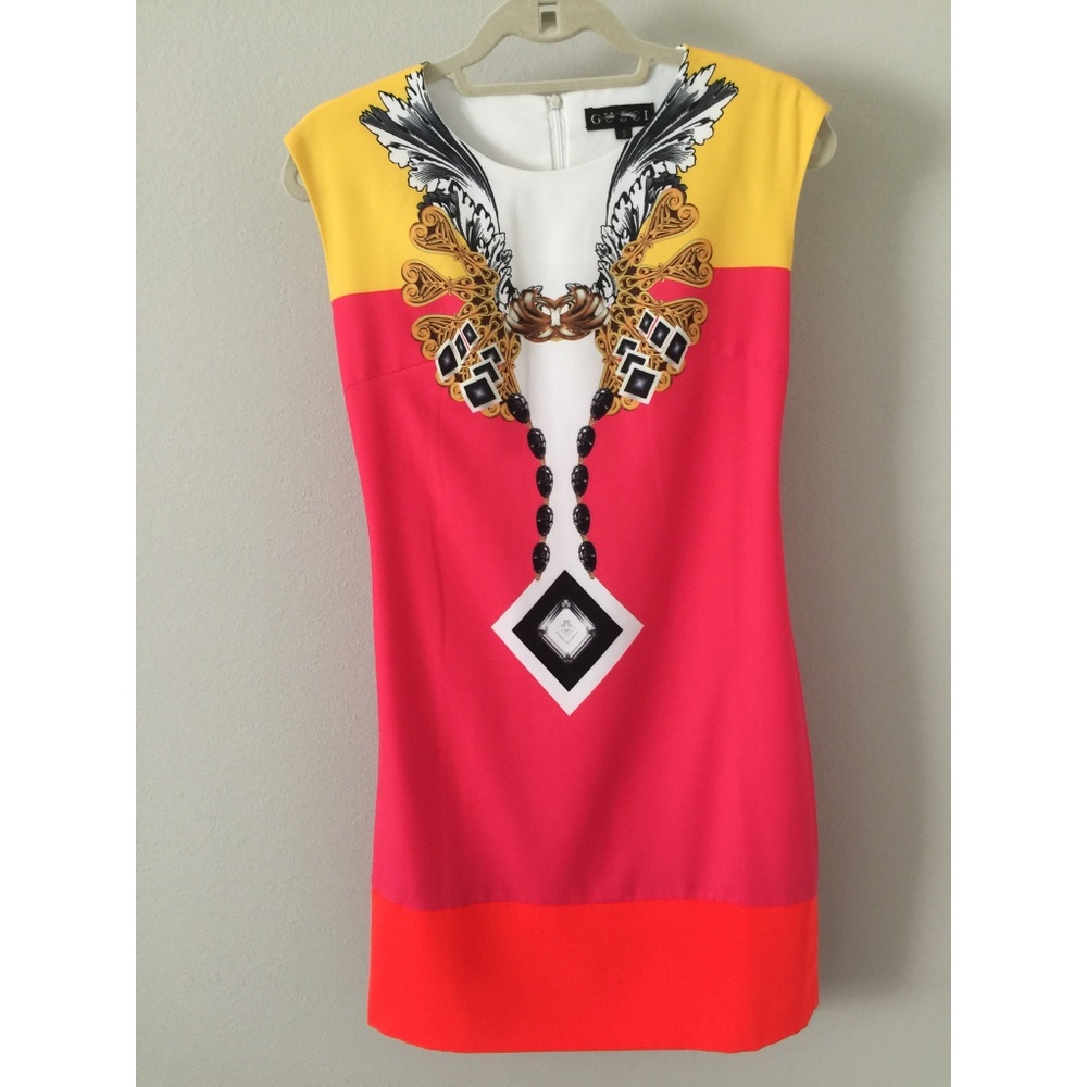 Color blocked Engineered Statement Print Dress